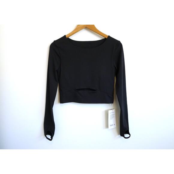 LULULEMON Align Long Sleeve Cutout Crop Top Thumb Holes Black 10 L NWT $78 - Picture 1 of 8